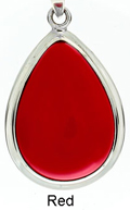 Tachyon Framed Teardrop Pendant Set in Silver - Red